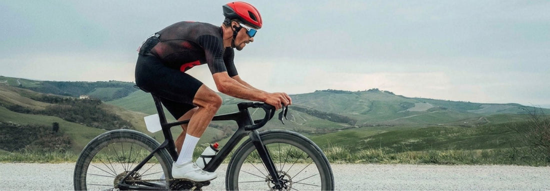 Cyclist riding on a road bike