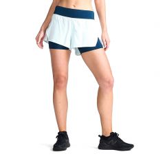 2XU Women Aero 2-in-1 4" Inch Shorts - Moonlight/Glacier