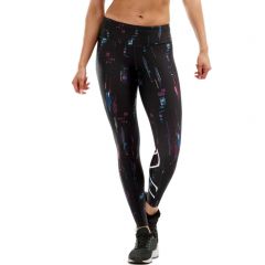 2XU Women Motion Print Mid-Rise Compression Tights - Frequency Boysenberry/White
