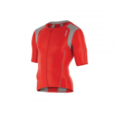 2XU Men Compression Sleeved Tri Top - Flame Scarlet/Frost Grey