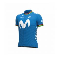 Ale Cycling Movistar Team Men's Prime 2020 World Champion Iris Short Sleeve Jersey - Blue